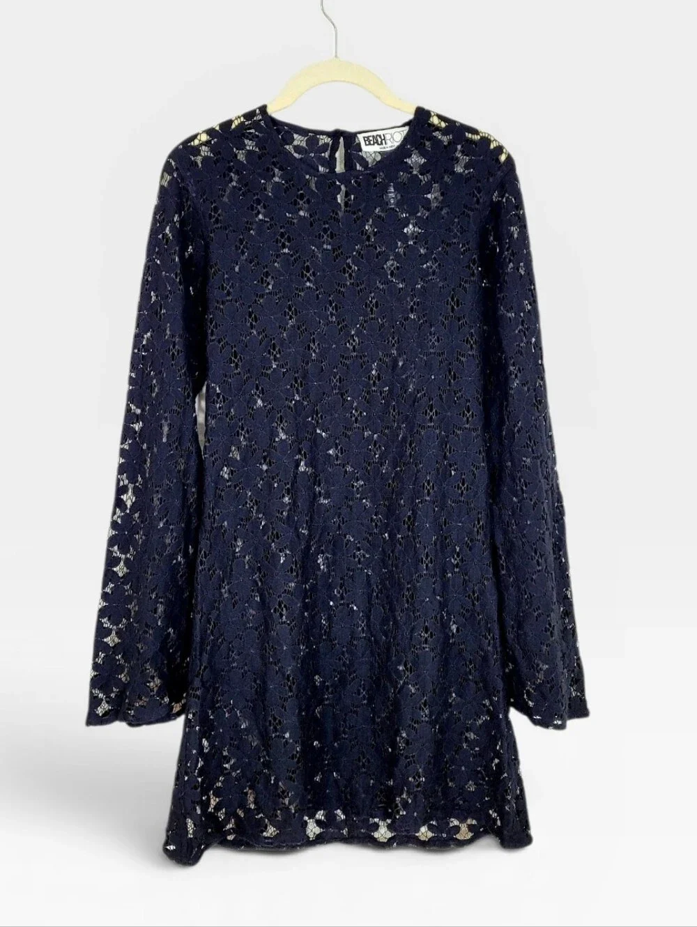 BEACH RIOT Goldie Dress Swimsuit Cover Up Cover-Up Black Lace Bell Sleeve Small
